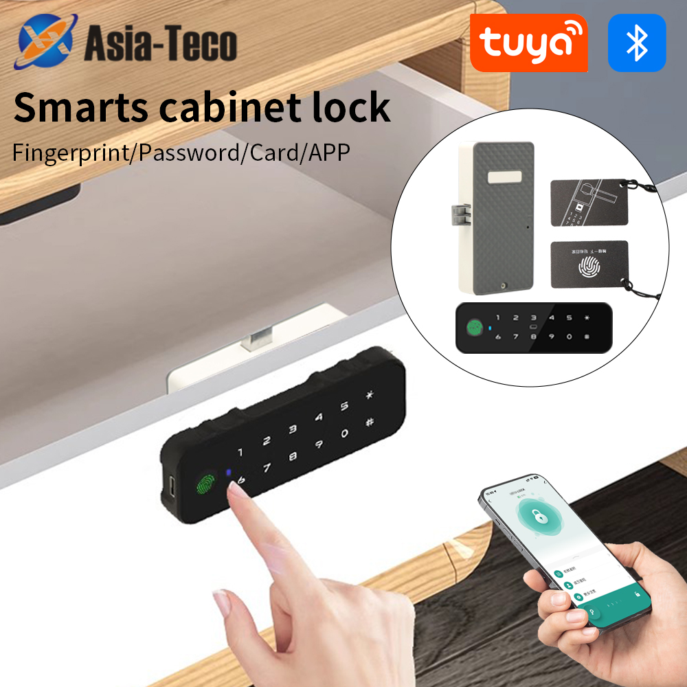 Furniture Hardware Brackets - Tuya Bluetooth スマート木製キャビネット指紋ロックアプリリモコンモニターキーレスカードロック解除ドアロッカー家具引き出し
