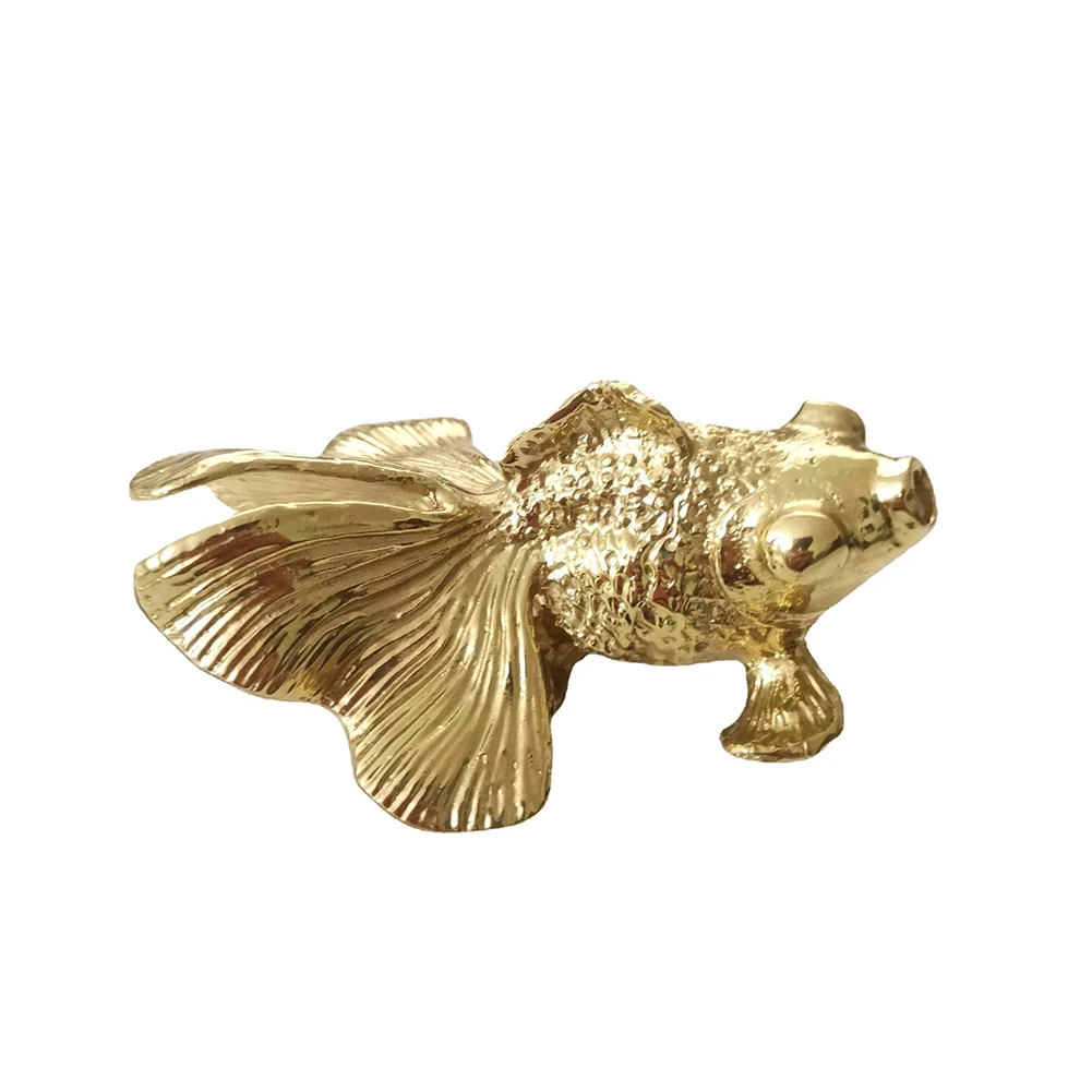 Unique Furniture Hardware Pulls - 頑丈な真ちゅう製の金魚のノブ,キャビネット引き出しのノブ,ユニークな動物の形をしたゴールドのハンドル,シングルホールプル,家庭用ハードウェア,1個