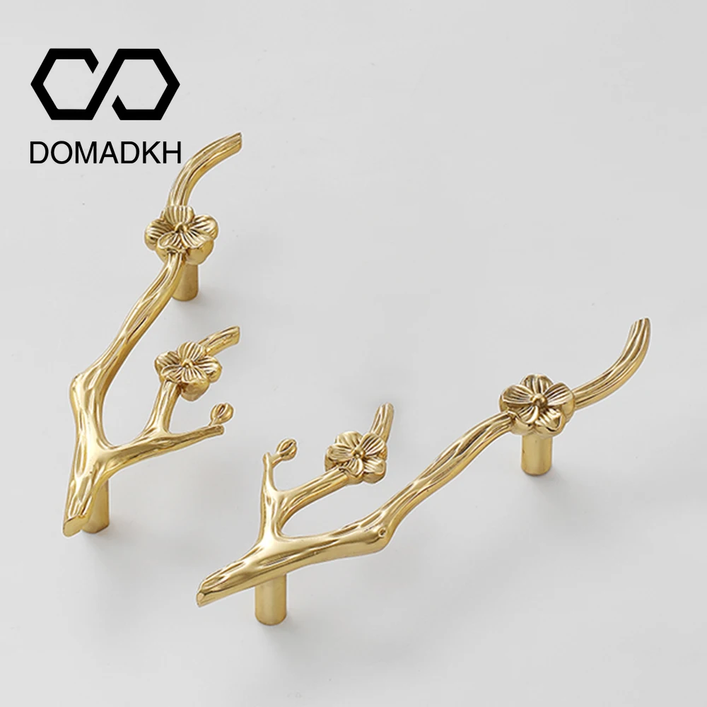 花の枝の形をした真鍮製キャビネットドアハンドル、ナイトスタン - Unique Furniture Hardware Pulls のレビューと価格